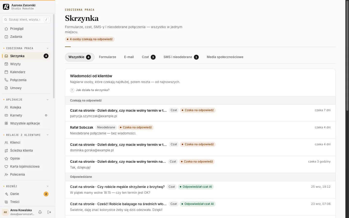 Portal klienta: Skrzynka